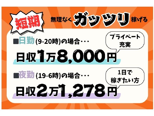＜当社限定＞週2～OK＆土日休みOK！！短期でがっつり稼ぐなら”...